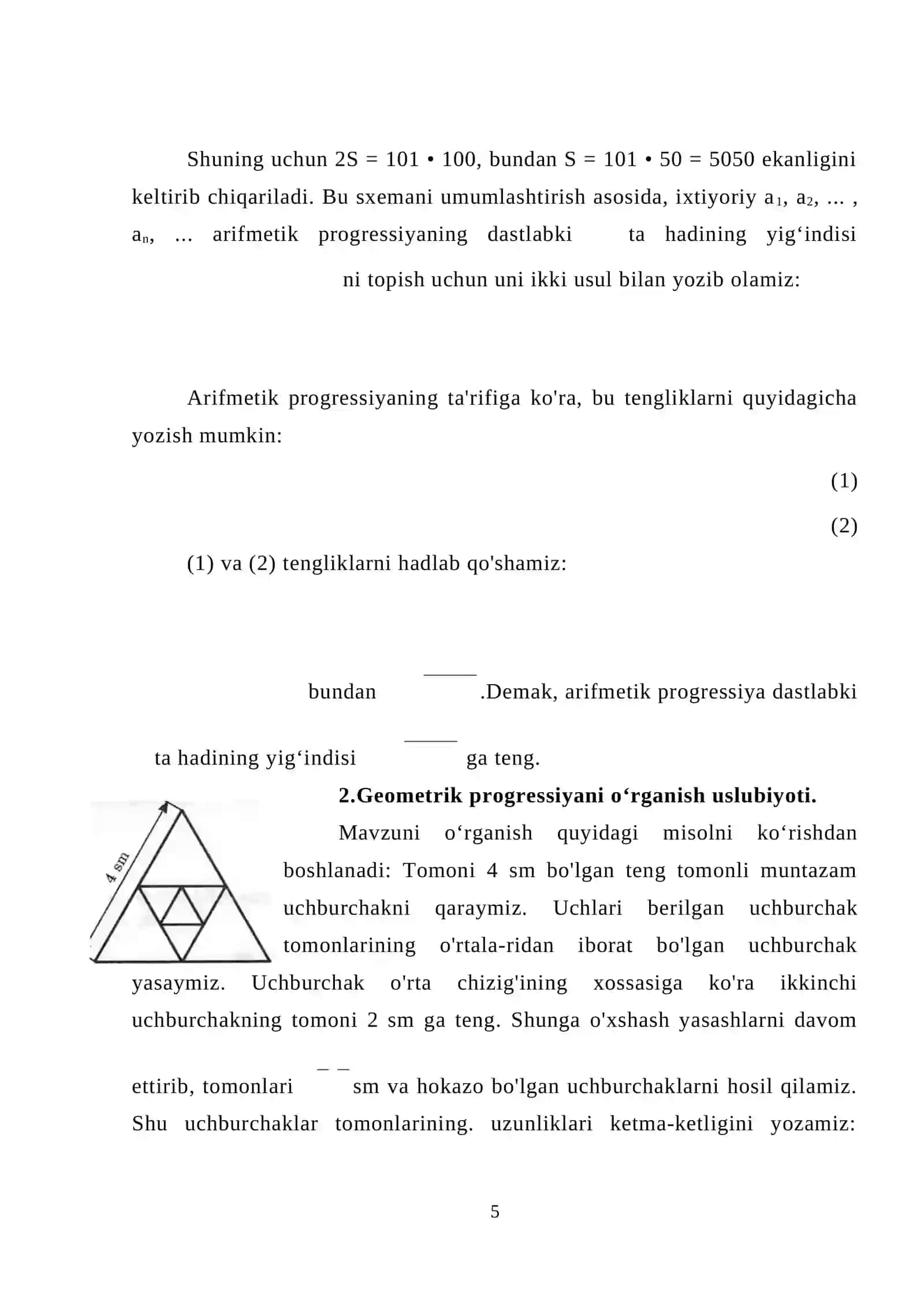 Arifmetik progressiyalarni o’rganish 4