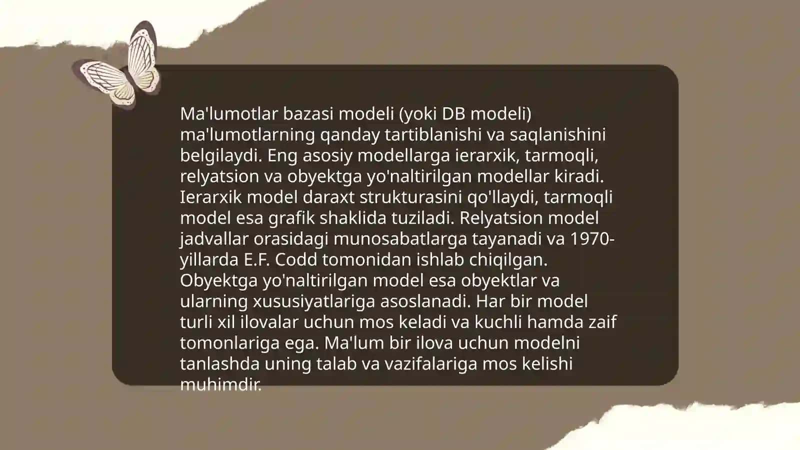 Ma'lumotlar bazalarini yaratish 4