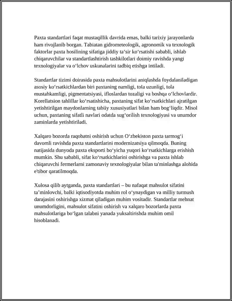 Paxta standartlari haqida 4