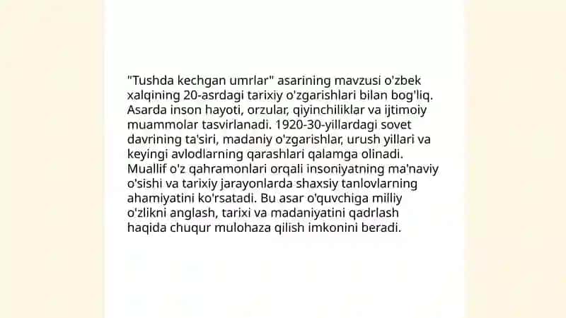 Tushda kechgan umrlar 4