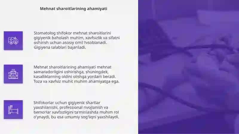 Stomatolog shifokor mehnat sharoitini gigiyenik baholash 4