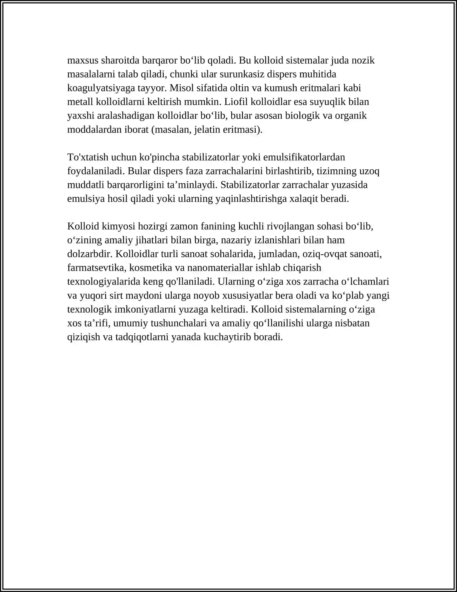 Kolloid sistemalar va ularning olinishi 4