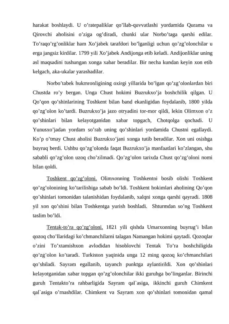 Qo’qon xonligidagi xalq harakatlari. 4