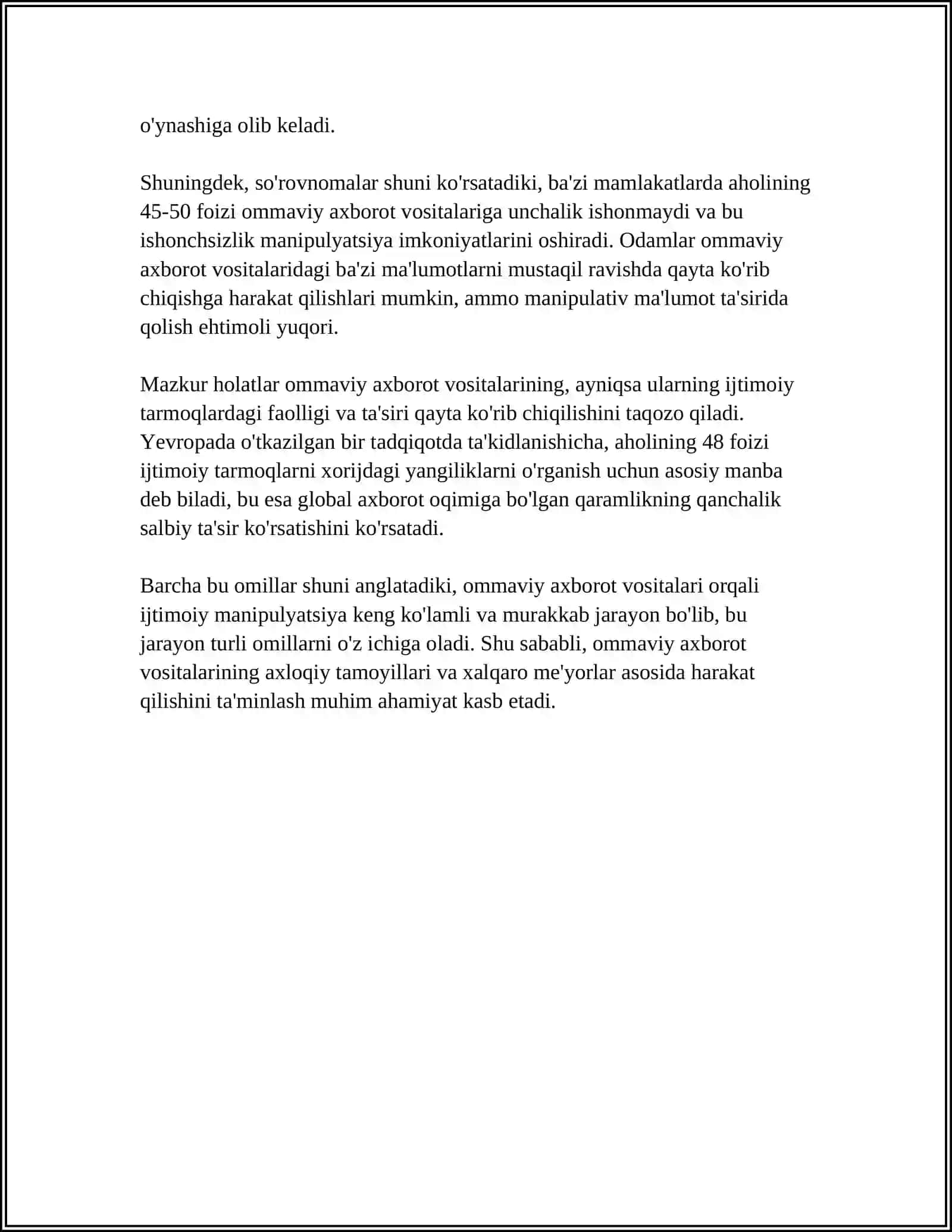 MEDIA VOSITALARIDA AXBOROTNING TA'SIRI VA MANIPULYATSIYASI 4