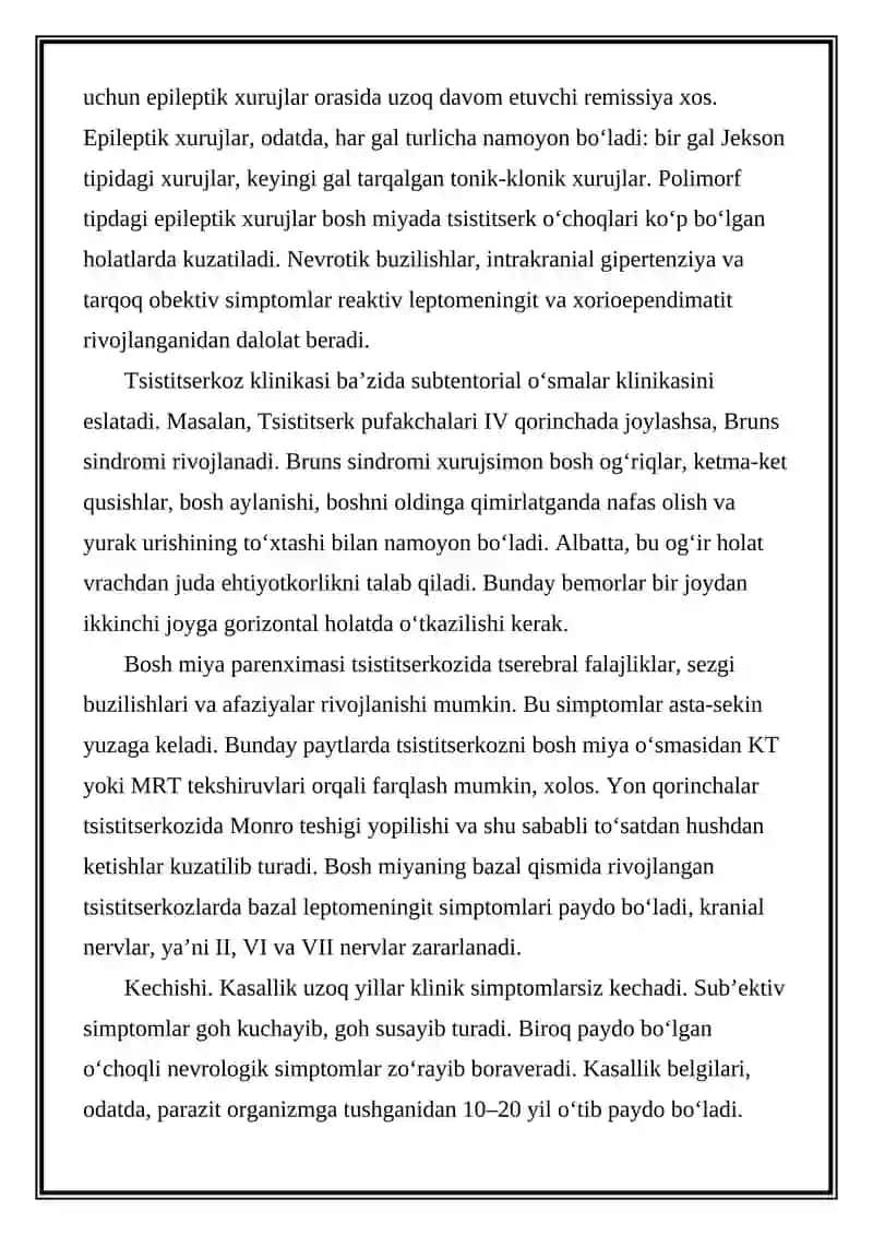 BOSH MIYANING PARAZITAR KASALLIKLARI 4