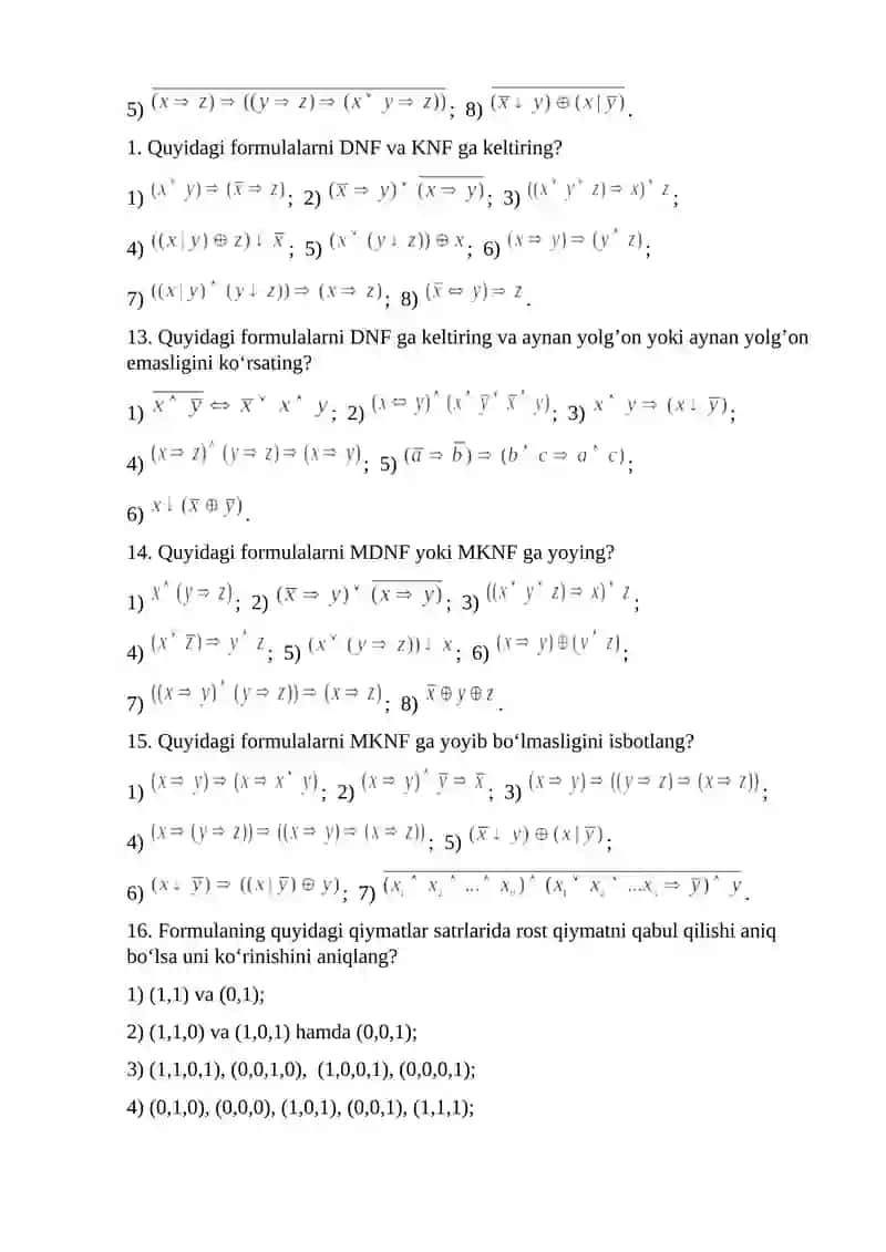 Diskret matematika va matematik mantiq fanidan yakuniy nazorat savollari 4