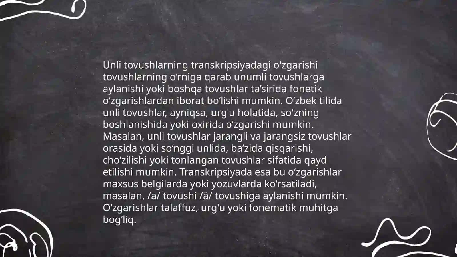 Harakatlar.Unli tovushlarning bildirilishi.Sukun transkriptsiya 4
