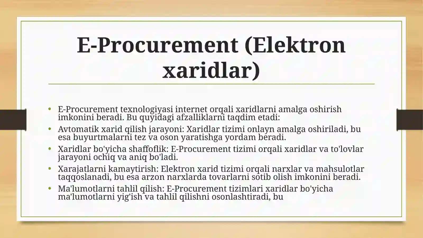 Korxona Resurslarini Rejalashtirish (ERP), Ta'minot Zanjirini Boshqarish (SCM) va Elektron Xarid (e-procurement) 4