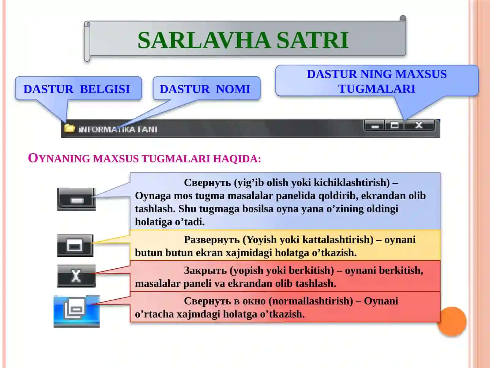WINDOWS OPERATSION TIZIMIDA OYNALAR BILAN ISHLASH 4
