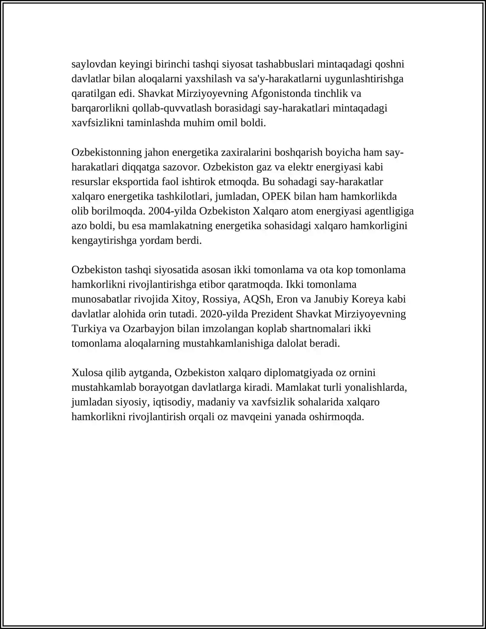 O'zbekistonning xalqaro diplomatiyadagi roli 4