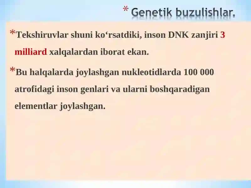 Genetik Buzilishlar va Inson Kasalliklari 4