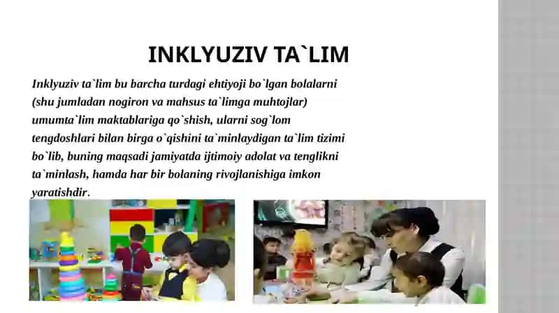 ALOHIDATA’LIM EHTIYOJLARI BO’LGAN BOLANISAMARALIINKLYUZIYASI UCHUN ICHKISHAROITLAR 4