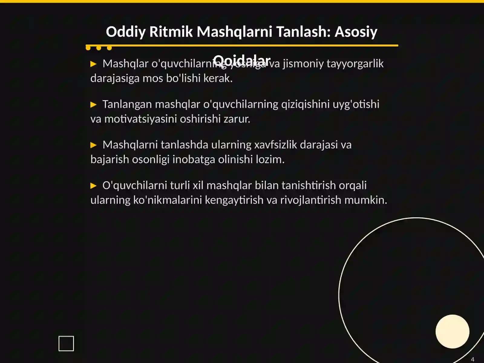 Oddiy Ritmik Mashqlarni Tanlash 4