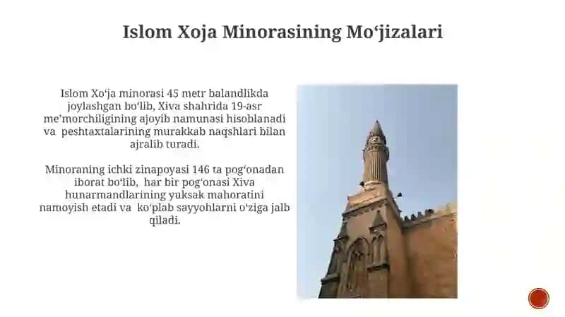 Xiva Shahrida joylashgan minoralar tarixi 4