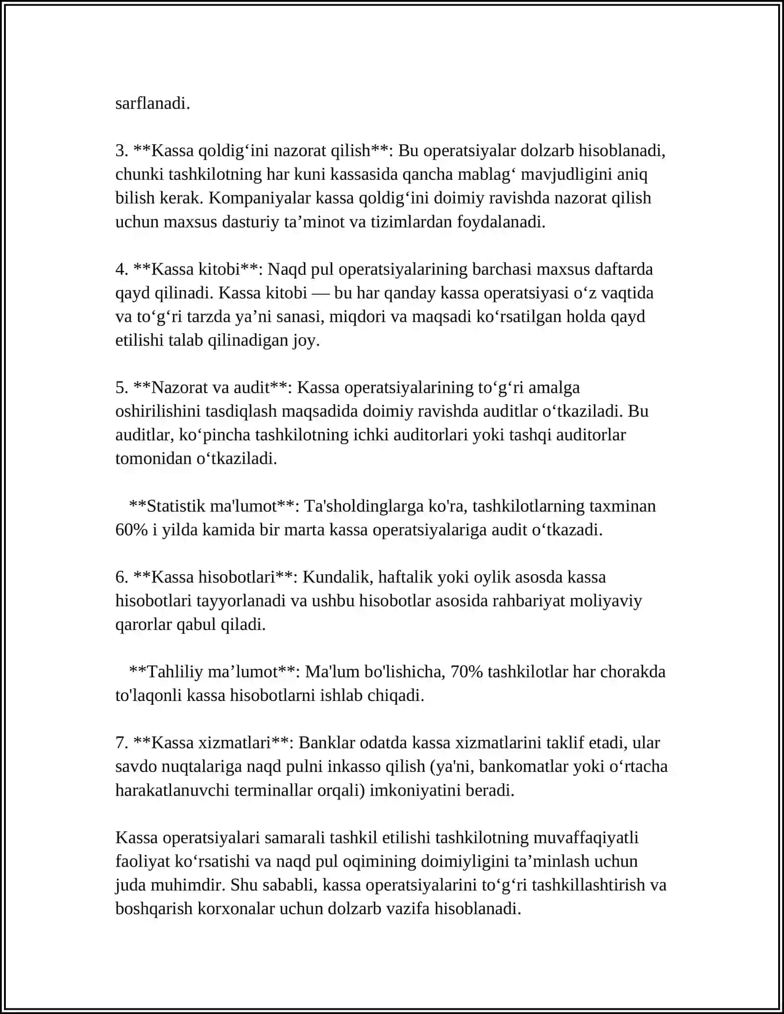 PUL MABLAG‘LARI — KASSADAGI NAQD PUL VA TALAB QILIB OLINADIGAN DEPOZITLAR, SHUNINGDEK BANKNING HISOB KITOB, VALYUTA VA BOSHQA SCHYOTLARIDAGI MABLAG‘LAR. PUL EKVIVALENTLARI 2024-2025-o'quv yili 4