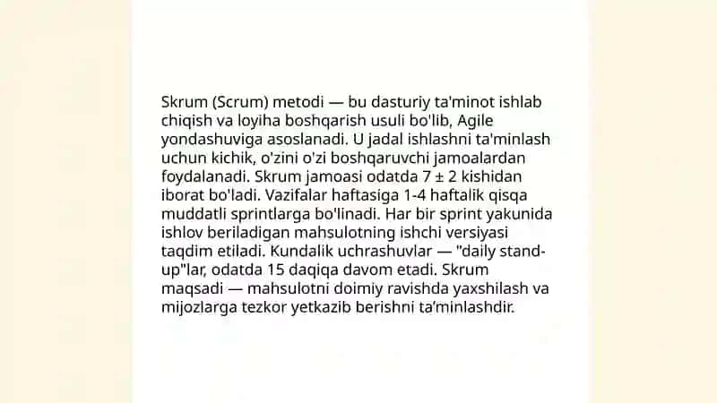 Agile yondashuvning asosiy tushunchalari 4