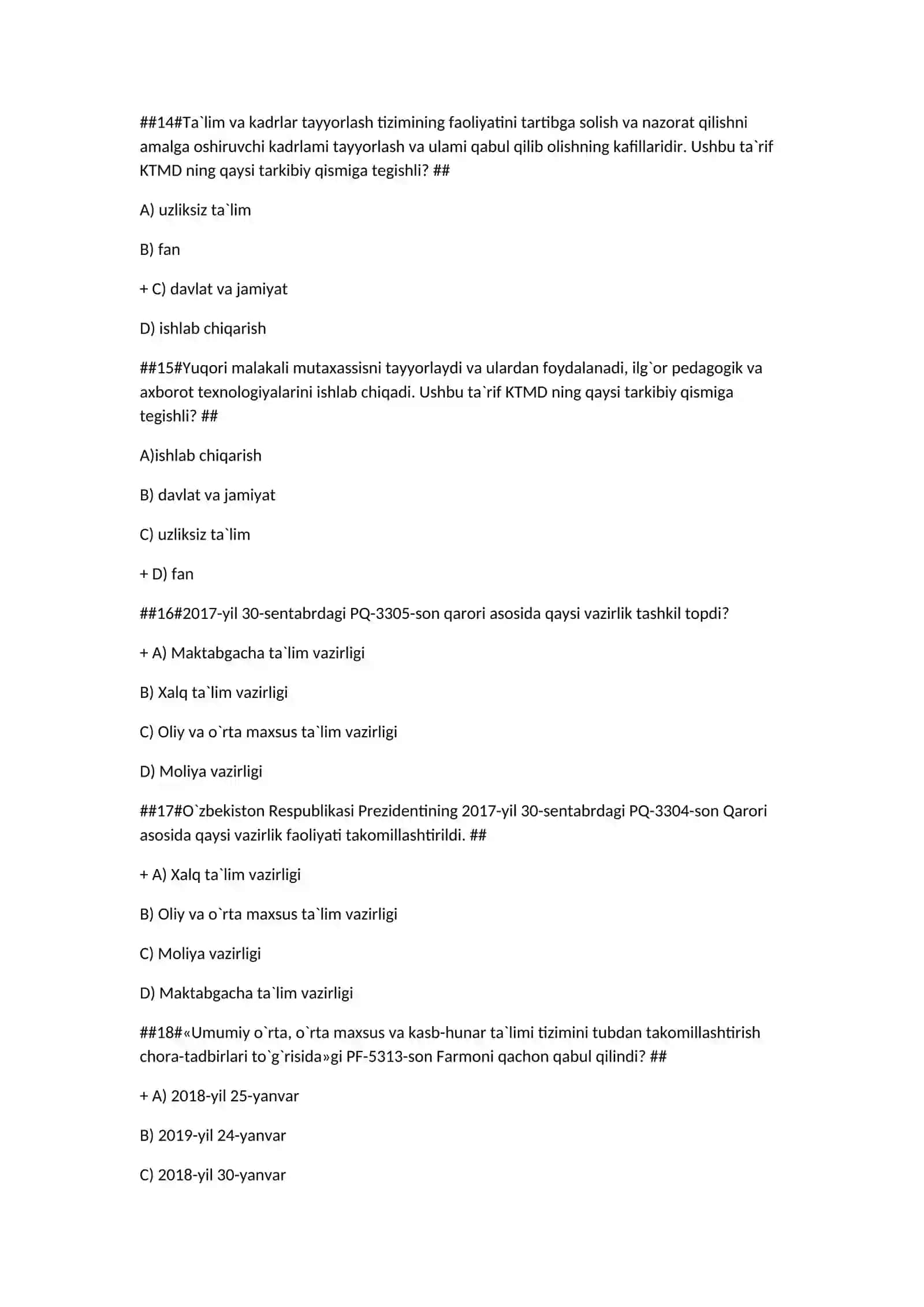 Umumiy pedagogika fanidan test savollari 4