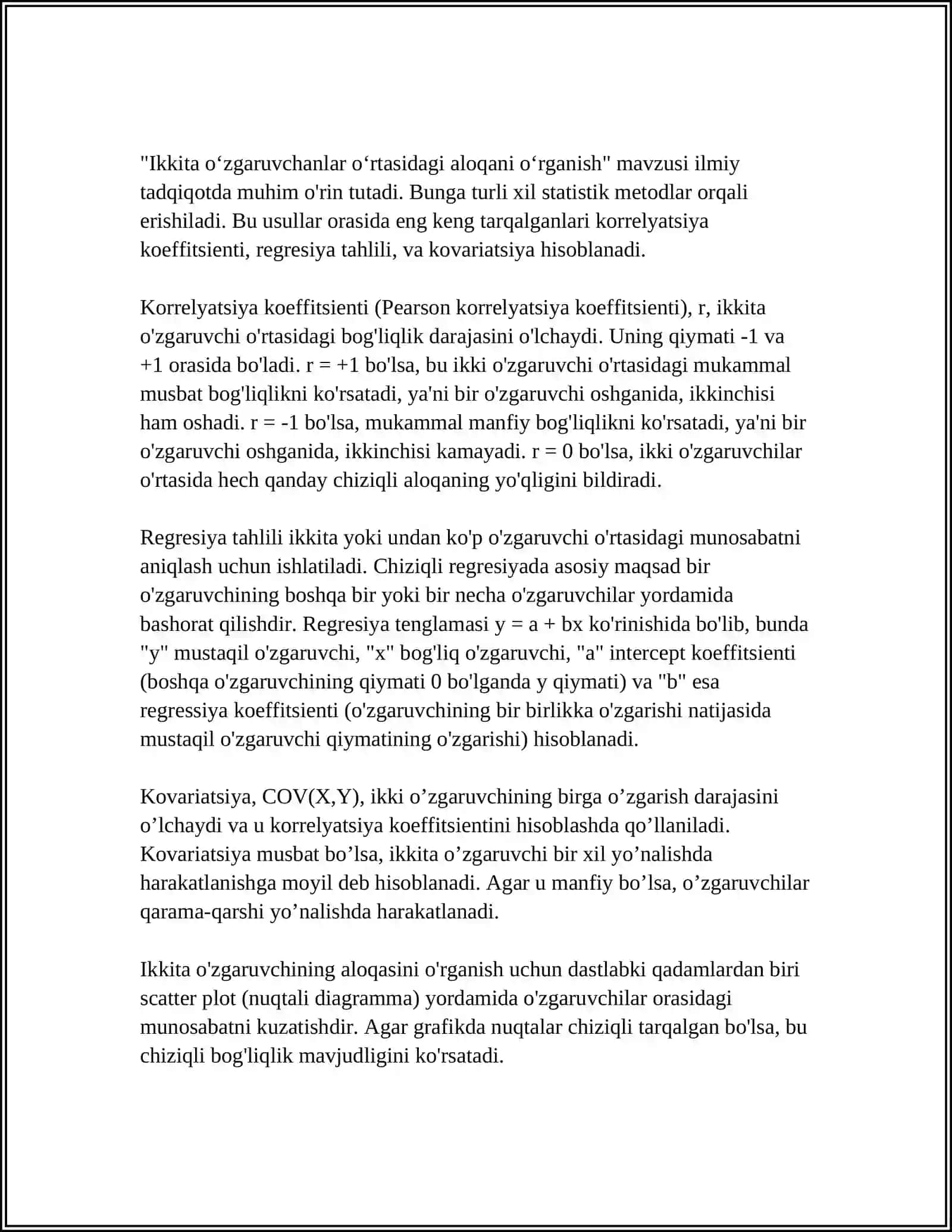 JUFT KORELYATSION REGRESSION TAHLILI 4