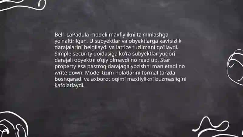 Ko‘p sathli xavfsizlik modellari 4