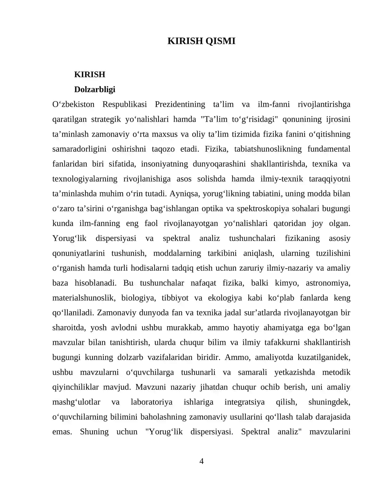 Yorug‘lik dispersiyasi. Spektral analiz mavzularini 4