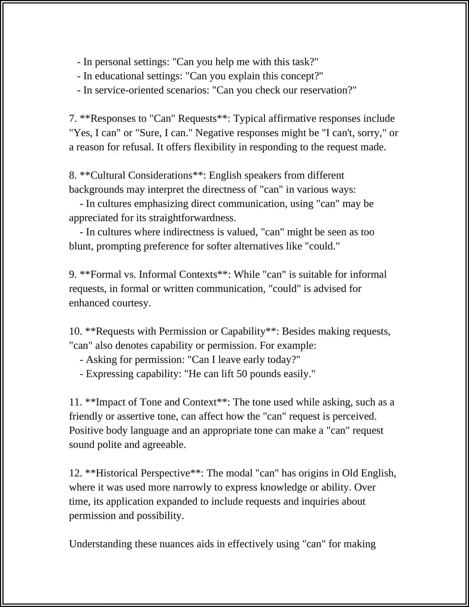 REQUESTS AND SUGGESTIONS: OFFERS, PROMISES AND WARNINGS CAN, COULD, WOULD, WILL, SHALL 4