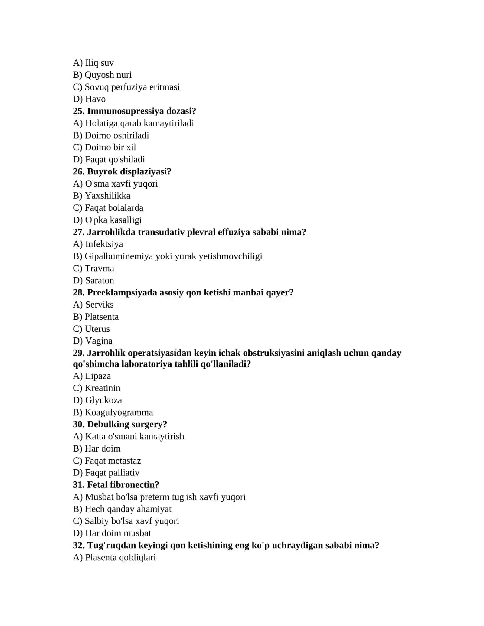 Klinik ordinatorlar uchun test 4
