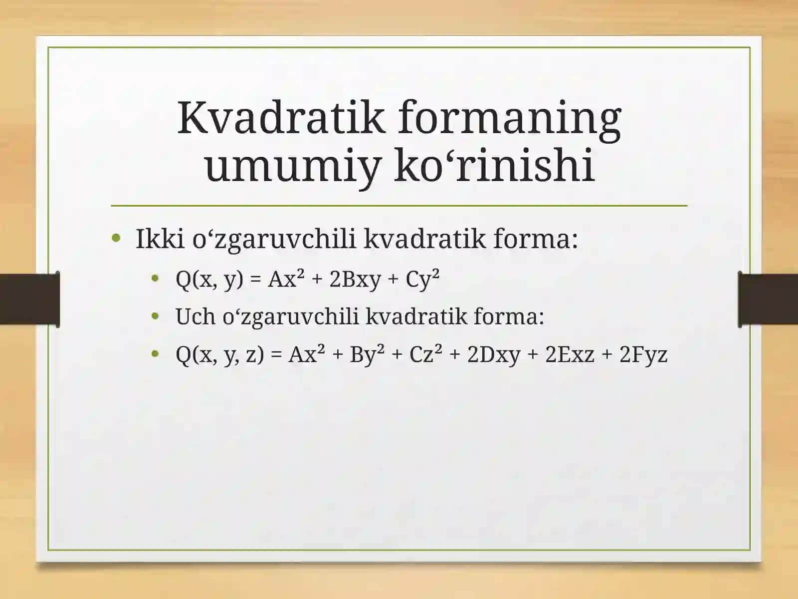 Kvadratik forma va uning matritsa ko‘rinishi 4