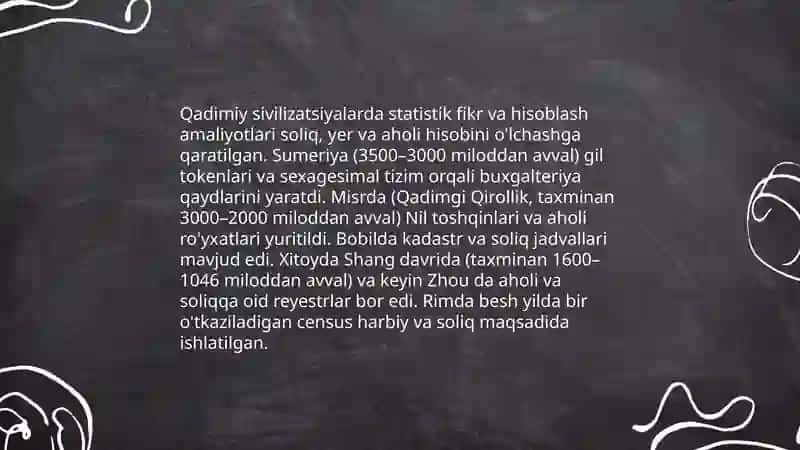 Statistika paydo boʻlish va rivojlanish 4