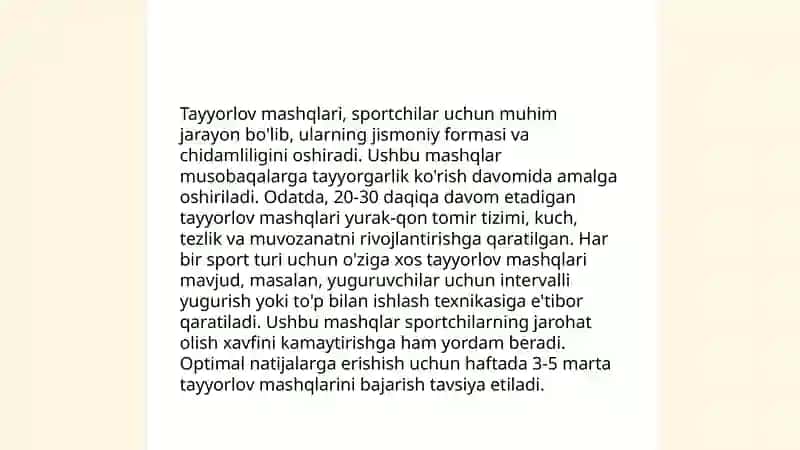 Nomerlashga oʻrgatish va tayyorgarlik 4