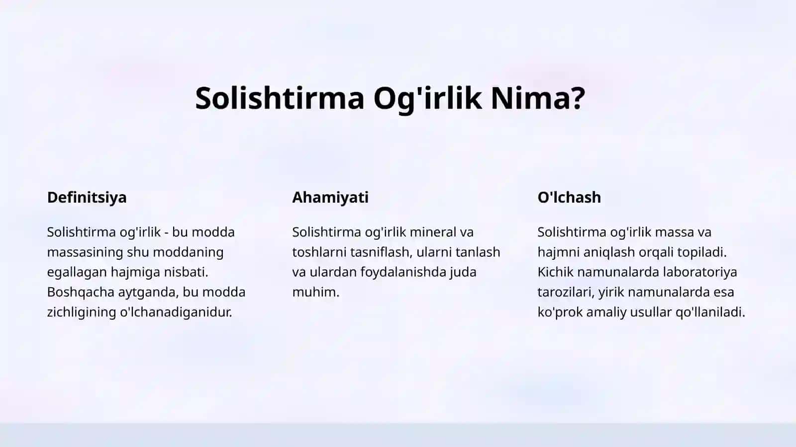 Minerallarning solishtirma og'irligi 4