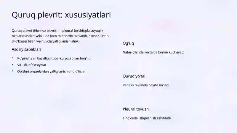 Plevrit: Quruq va Eksudativ Shakllari 4