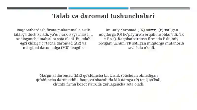 Raqobatlashgan bozorlarda firmalar 4