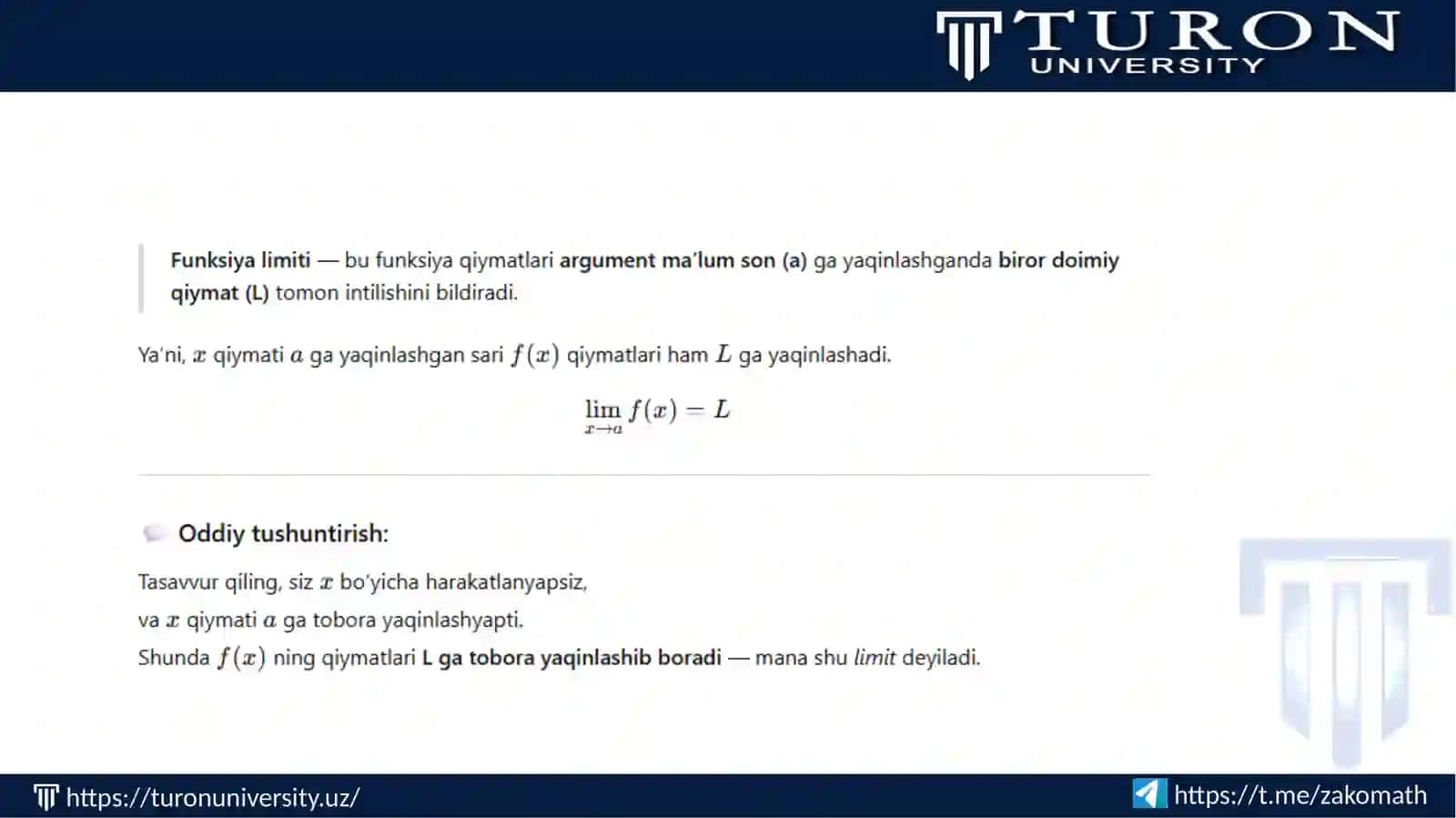 FUNKSIYA LIMITI VA FUNKSIYA LIMITINING ASOSIY XOSSALAR 4