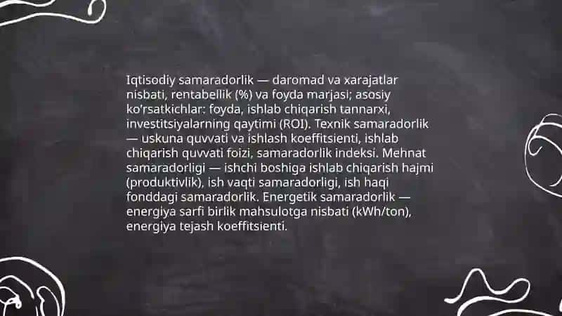 Ishlab chiqarishning samaradorligi va uning ko'rsatkichlari 4