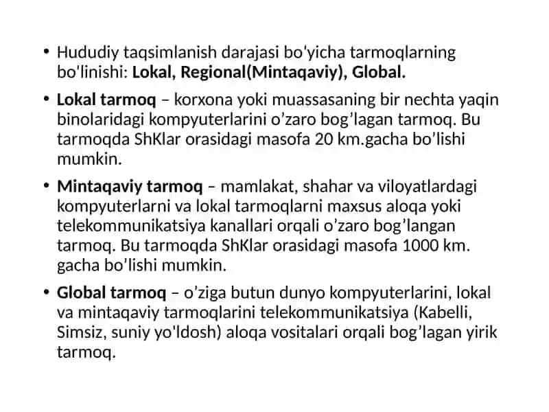 Kompyuter tarmoqlari va tarmoq qurilmalari 4