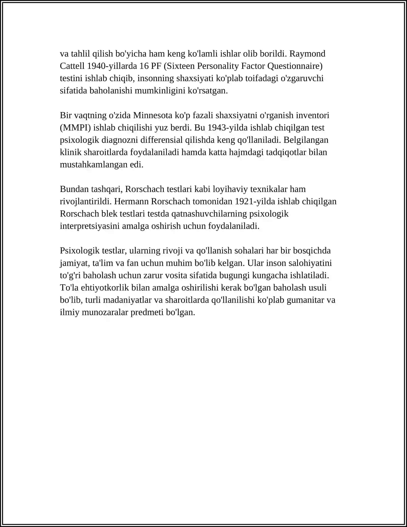 PSIXOLOGIK TESTLASHTIRISHNING ZAMONAVIY HOLATLARI 4