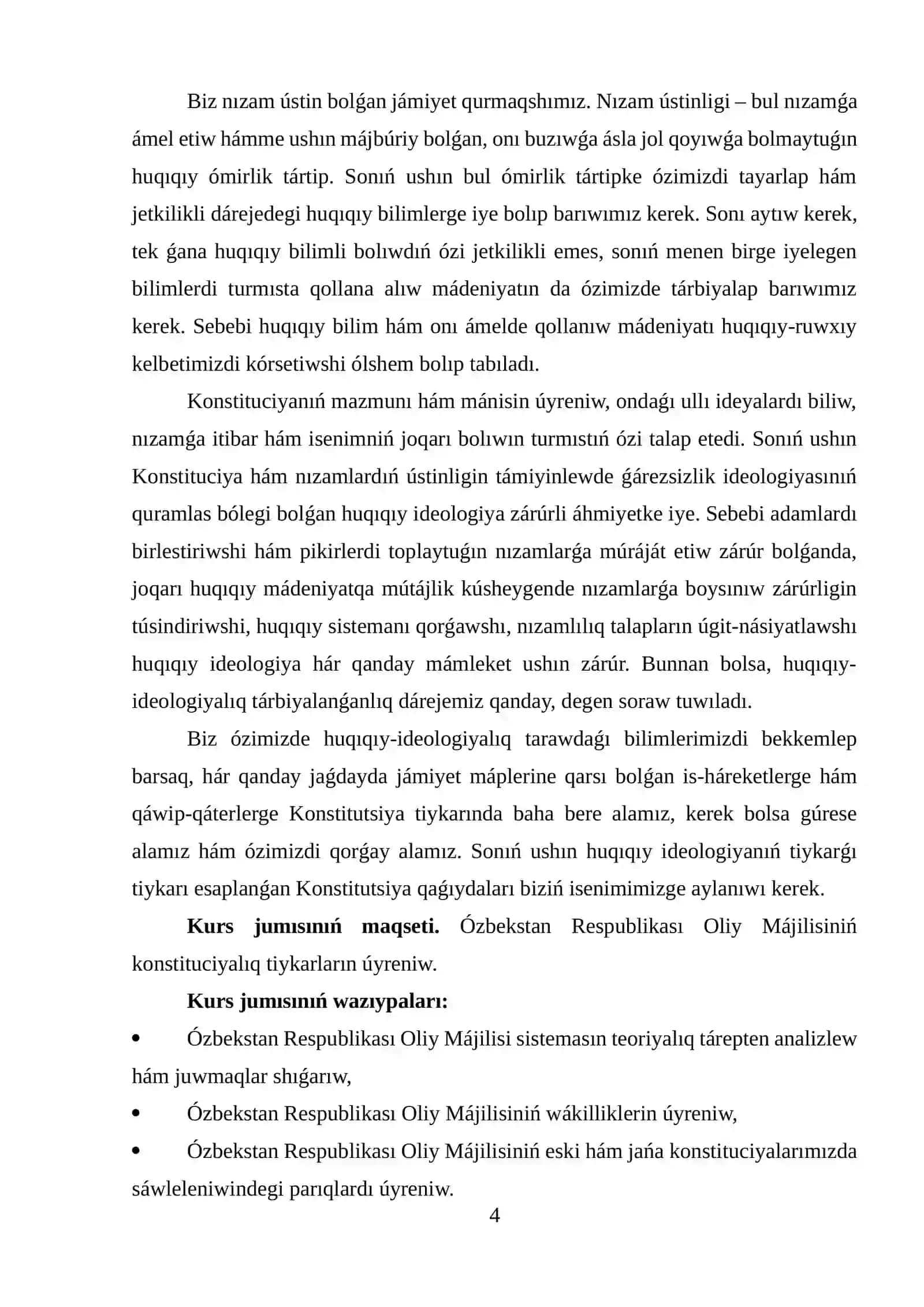 Ózbekstan Respublikası Oliy Majlisi qáliplesiwi 4