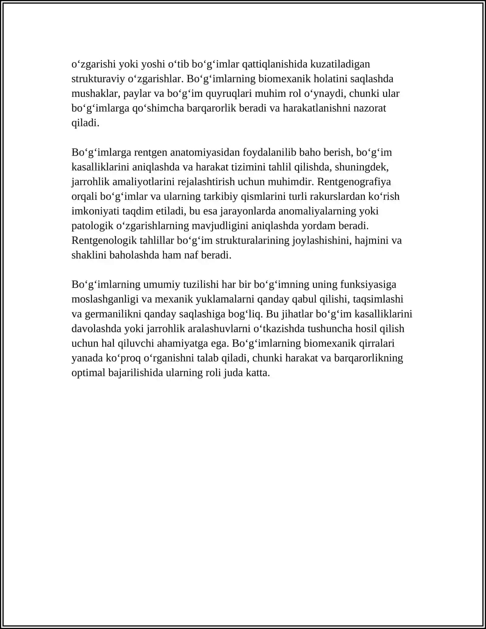 BO‘G‘IMLARNING BIOMEXANIKASI. BIRLASHMALARNING RENTGENANATOMIYASI 4