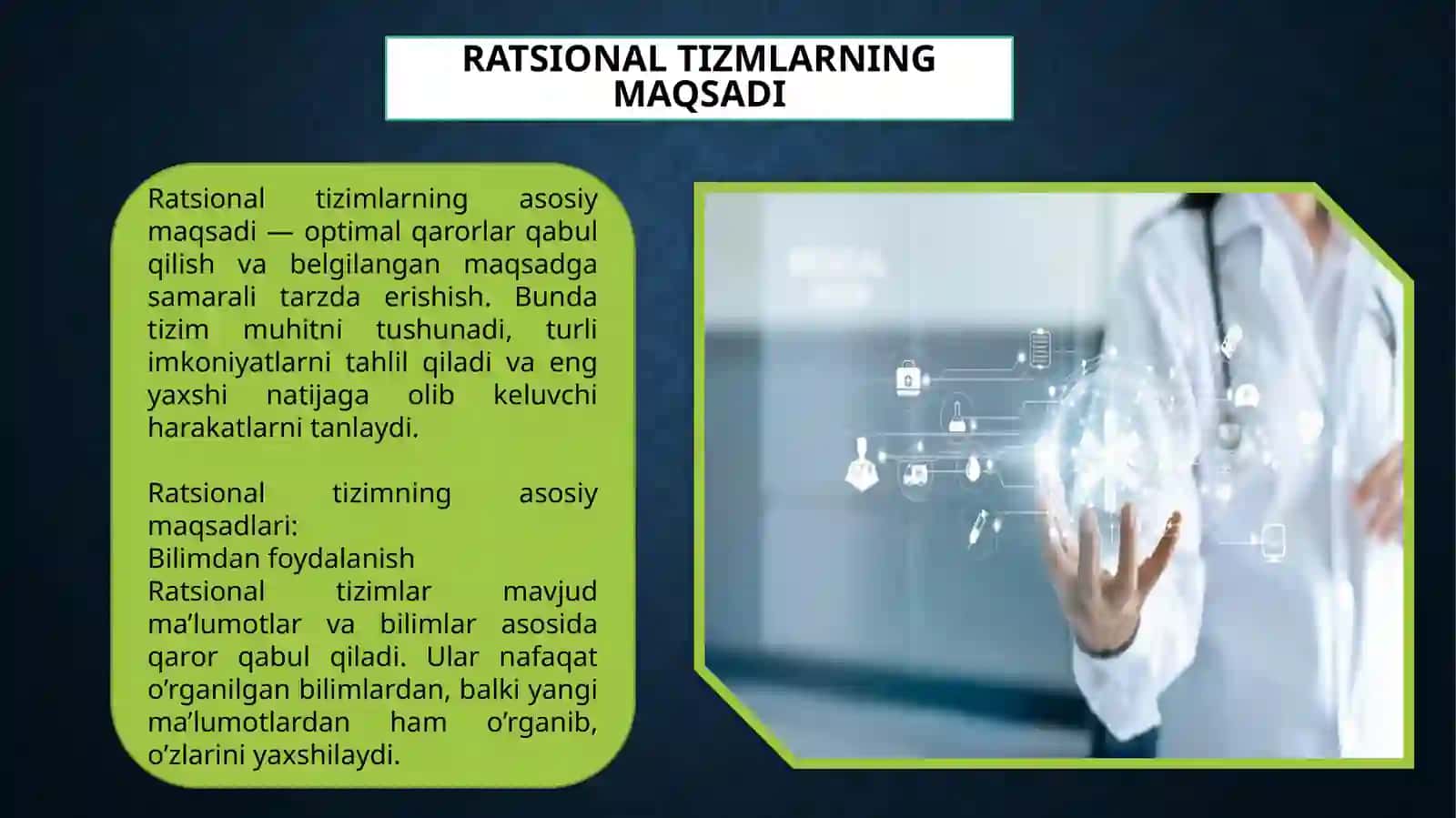 Ratsional fikrlaydigan tizmlar 4