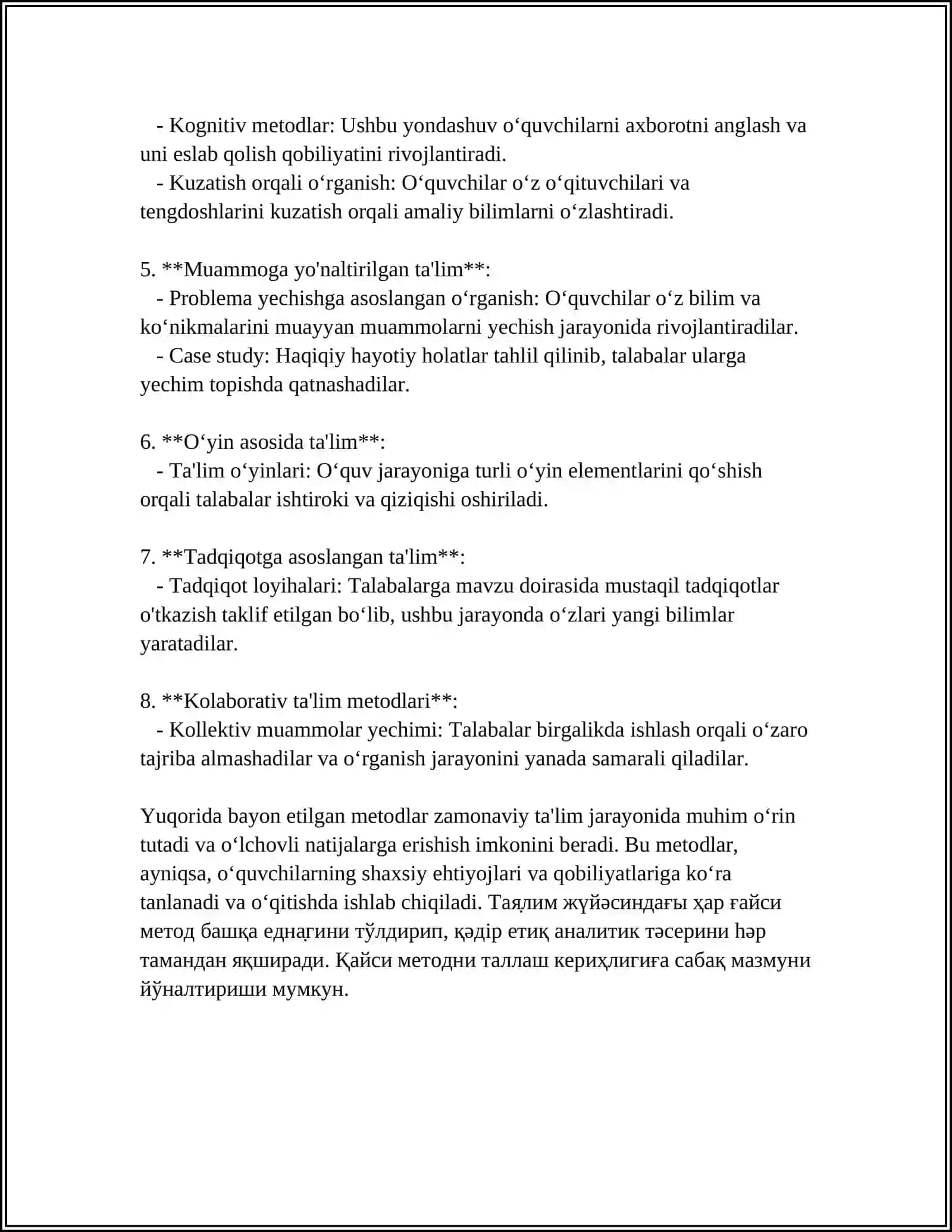 TALIM METODLARI VA VOSITALARI 4