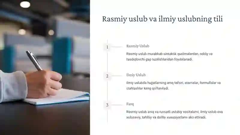 Rasmiy va ilmiy uslubning farqlari 4