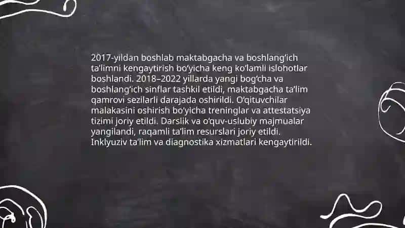 Oʻzbekiston respublikasida ta'lim sohasidagi amalga oshirilgan islohotlar 4