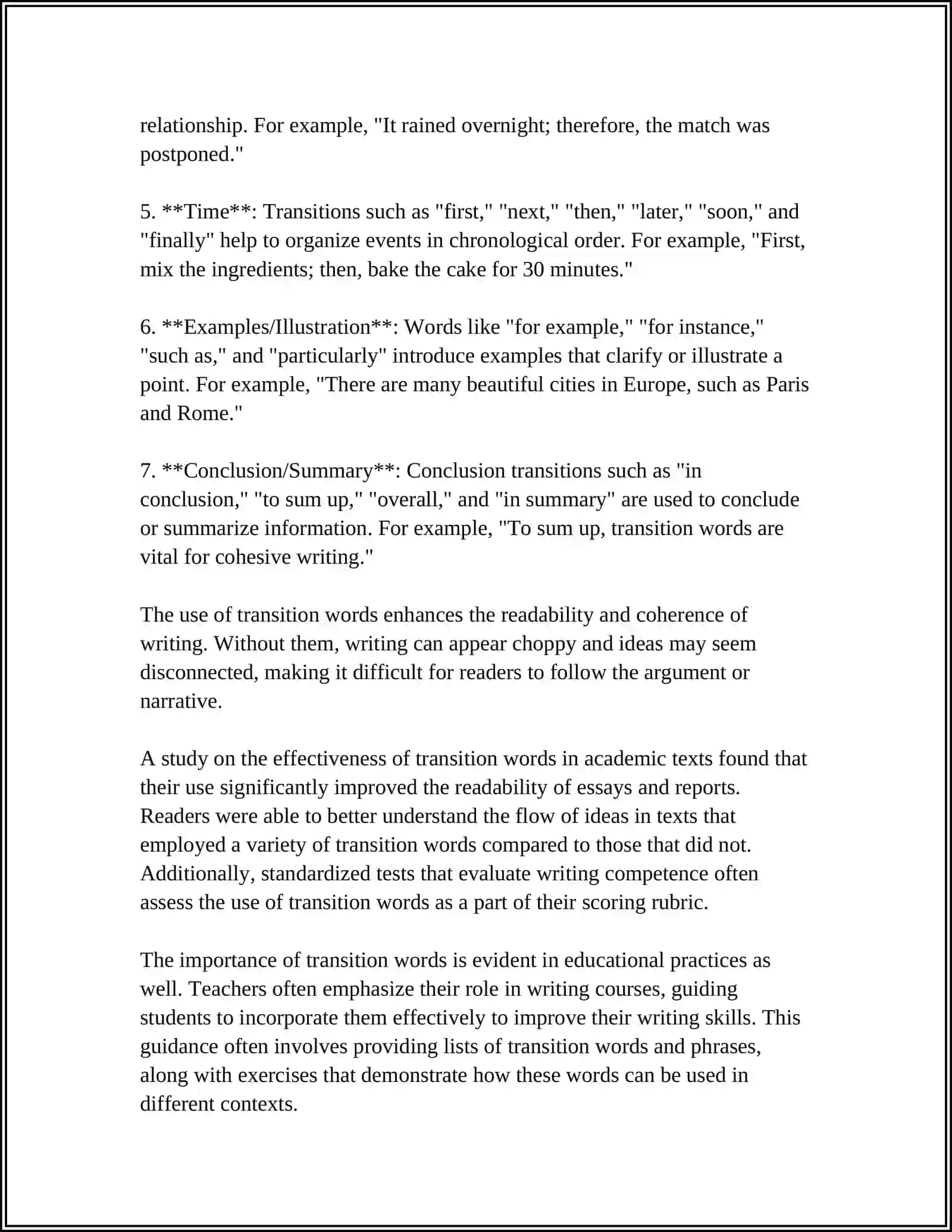 Role of Transition Words in Cohesion 4