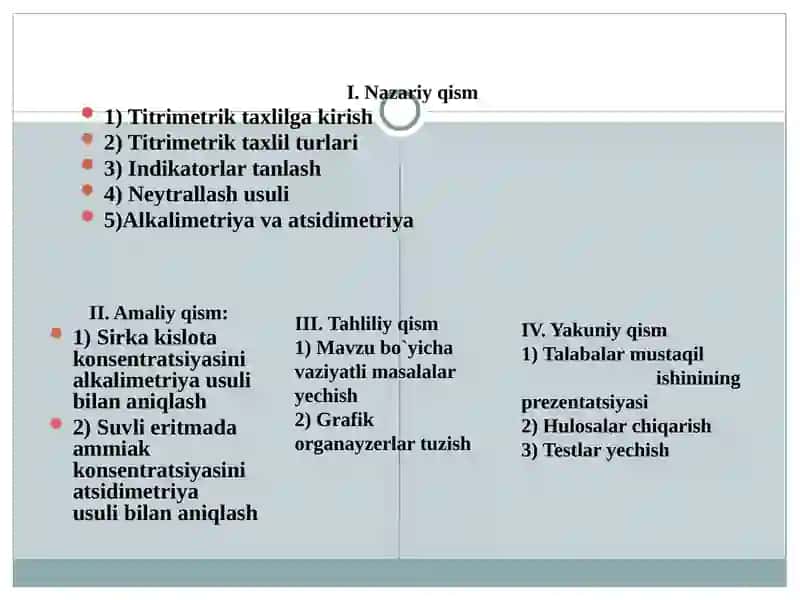 Titrimetrik analiz usullari. Alkalimetriya. 4