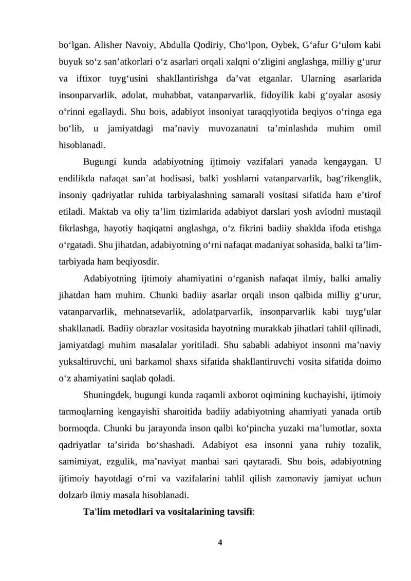 Adabiyotning ijtimoiy hayotdagi oʻrni va vazifasi 4