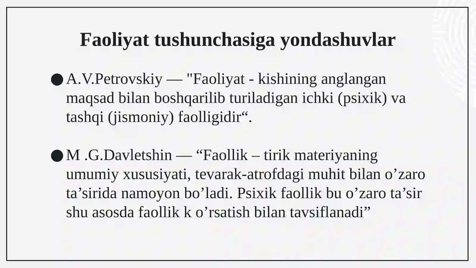 Faoliyat va uning turlari 4