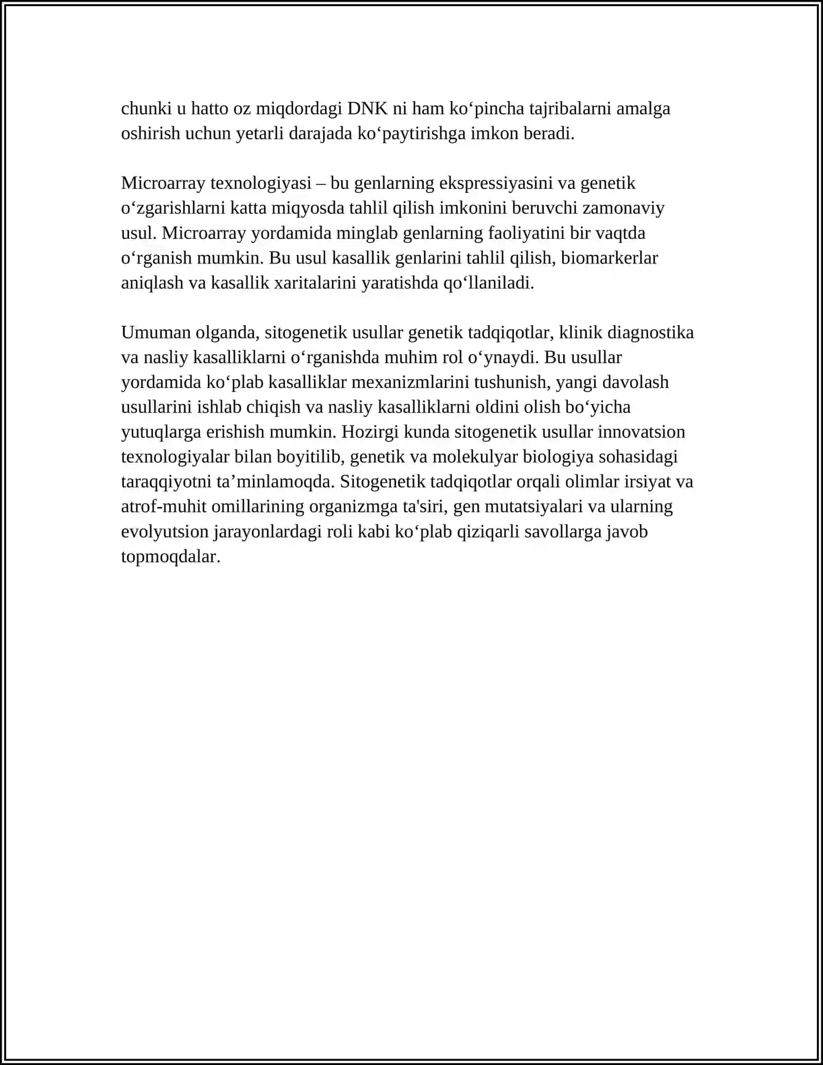 GENETIKASINING O‘RGANISH USULLARI: SITOGENETIK, DERMATOGLIFIKA,BIOKIMYOVIY. PRENATAL DIAGNOSTIKA 4