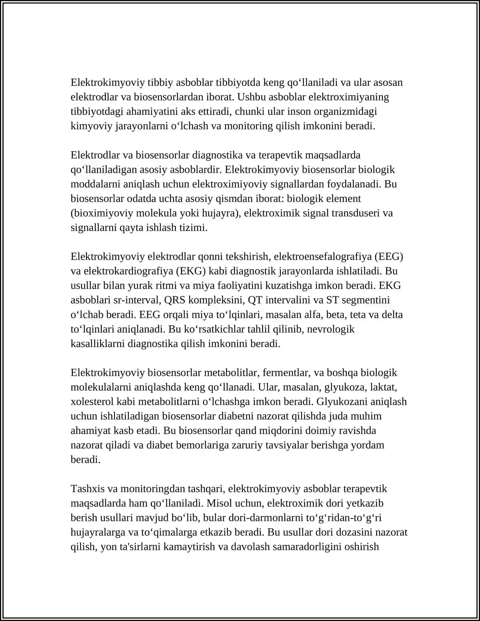 Tibbiyotda elektroximiyaning ahmiyati 4