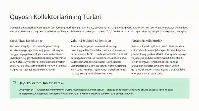 Quyosh Issiqlik Tizimlari 4