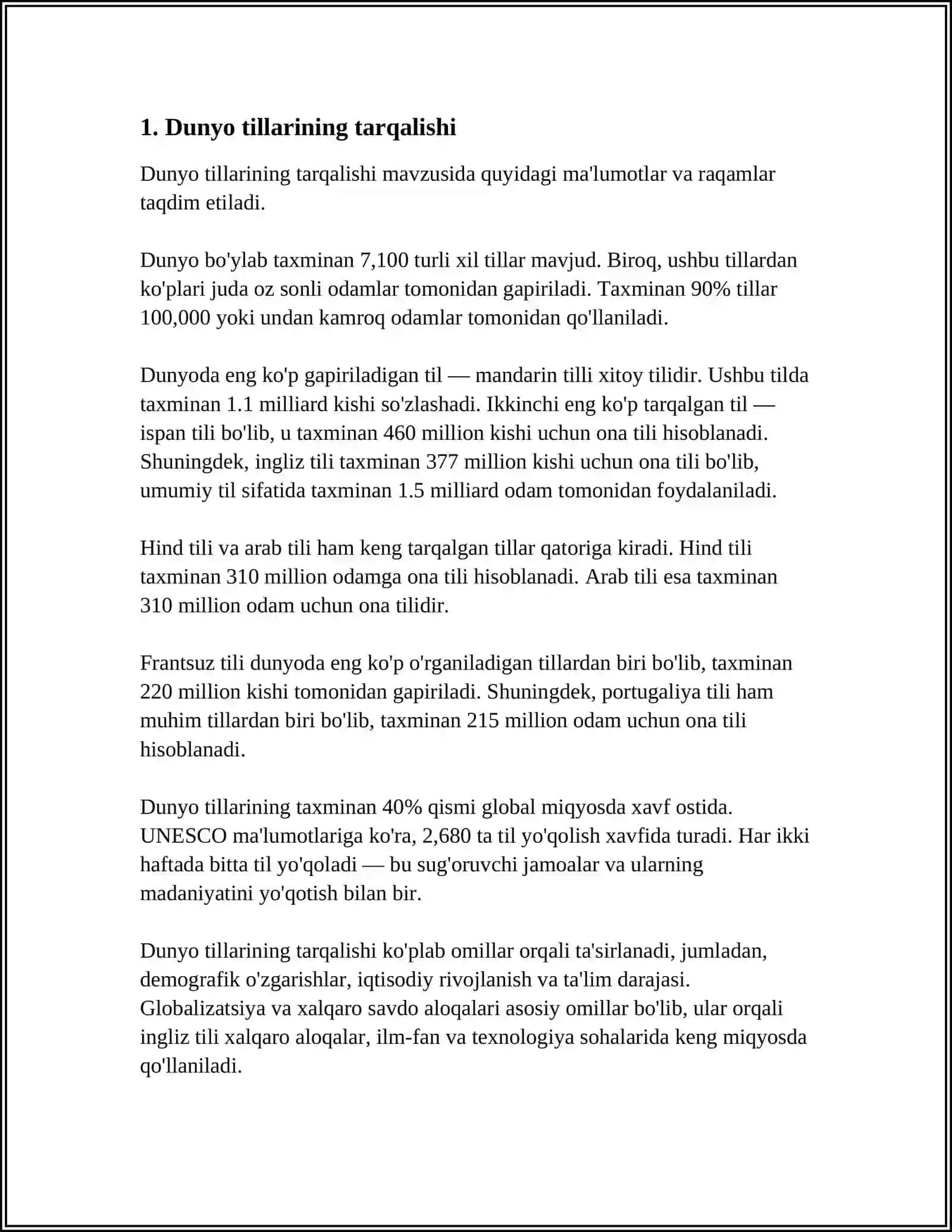 Yer yuzida minglab tillar mavjud 4